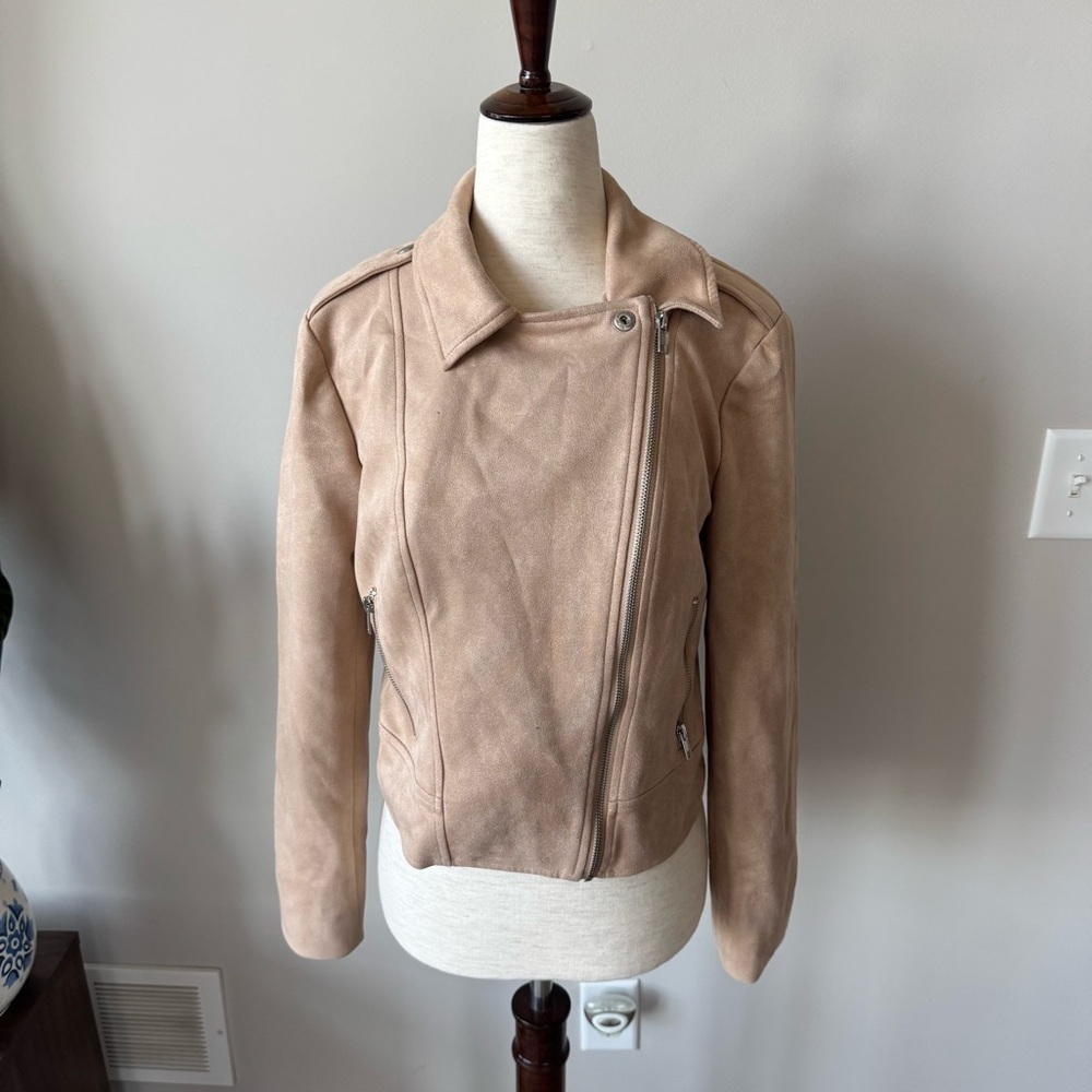 BB Dakota Steve Madden Faux Suede Tan Moto Jacket